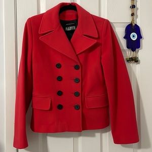 Marvin Richards Coat Size Medium Watermelon Color Double Breasted Black Buttons